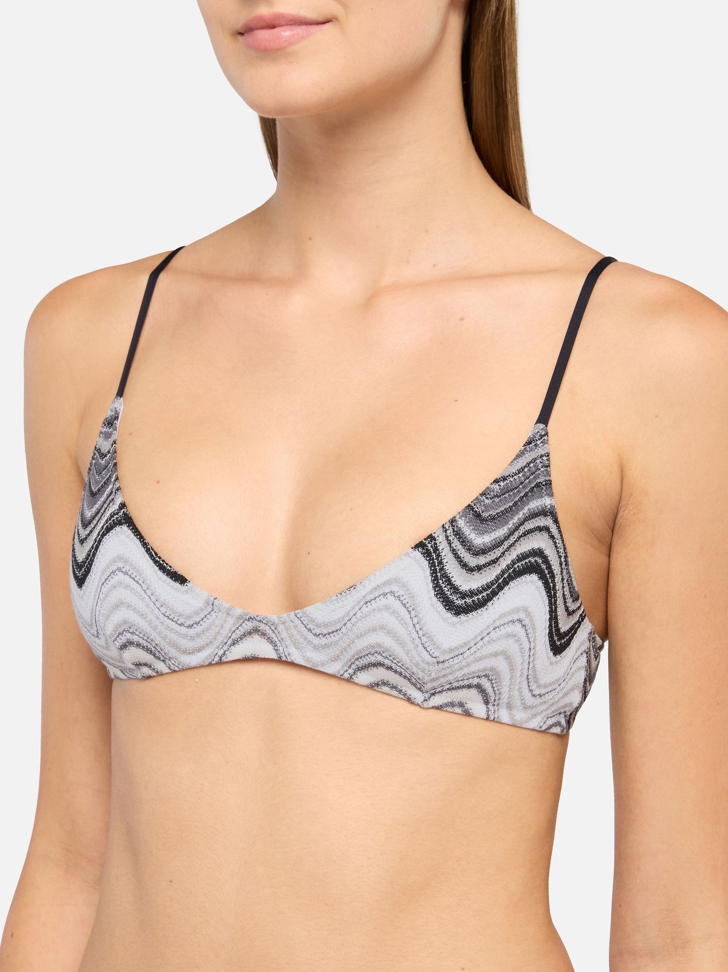 Norah raschel chevron cheeky swim briefs - Paloma raschel knit scoop bralette with wave pattern