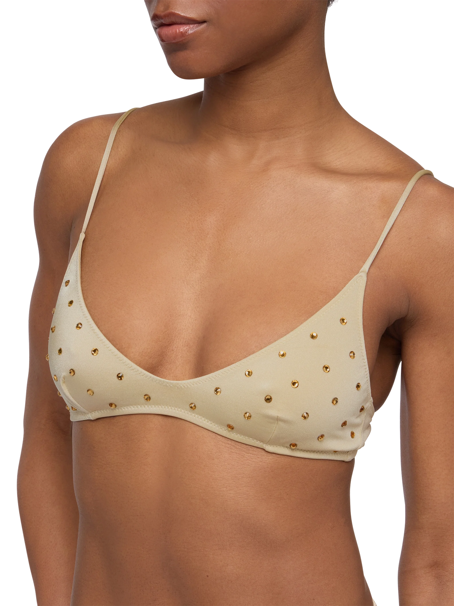 Paloma gold scoop bralette with rhinestone embellishment
