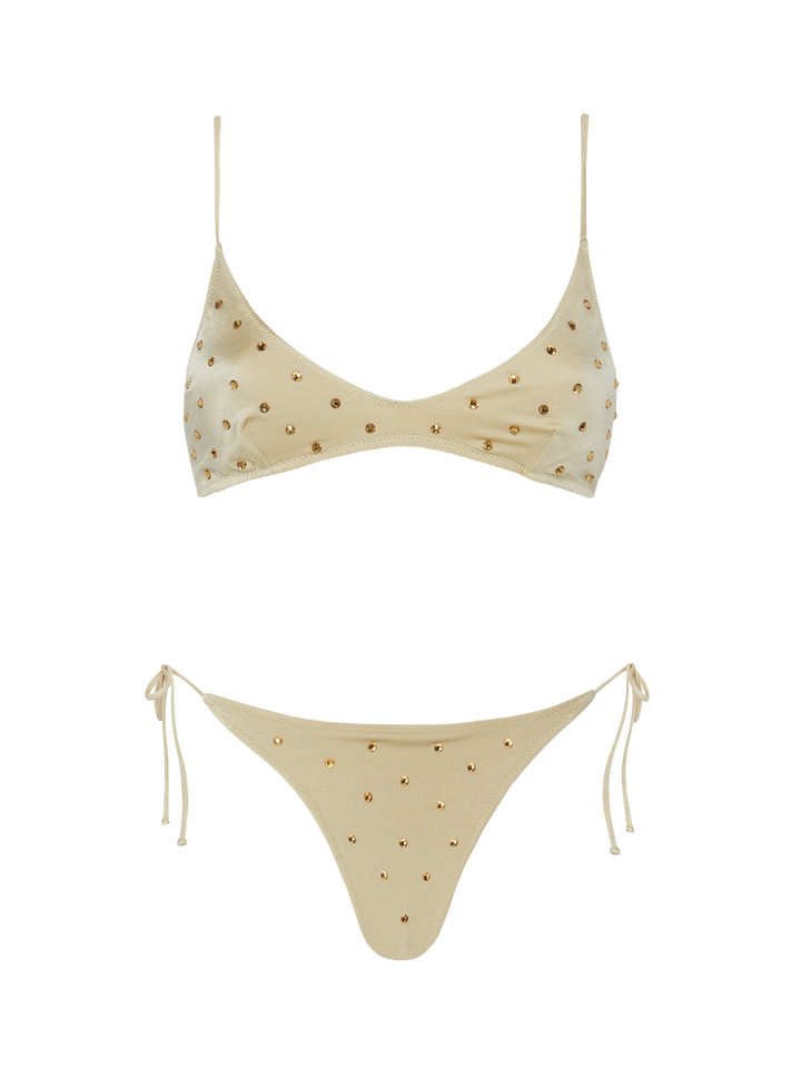 Gold bralette bikini Paloma Marielle with rhinestone embellishment