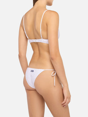 Marielle white Sangallo lace classic swim briefs - Paloma white Sangallo lace scoop bralette