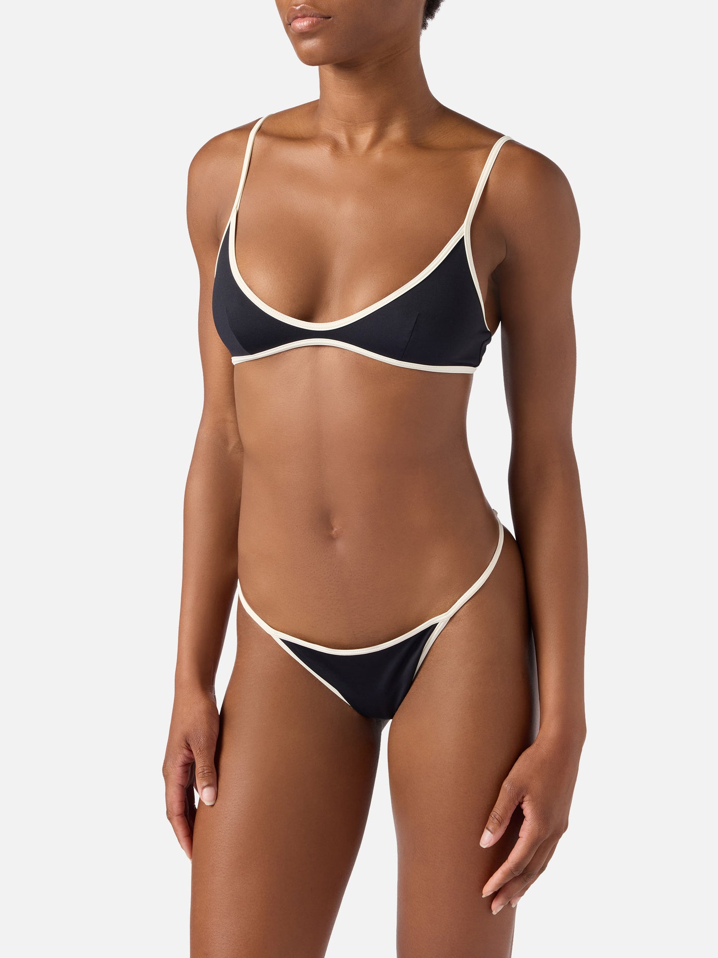 Bikini noir à liens Paloma Zephire avec finitions contrastées 