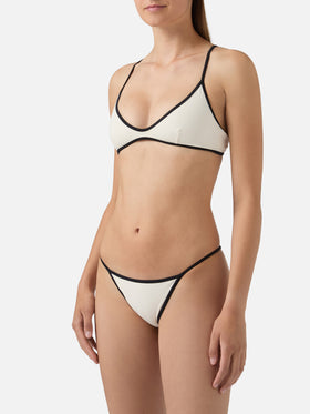 Paloma Zephire String-Bikini in Creme mit kontrastierenden Abschlüssen 