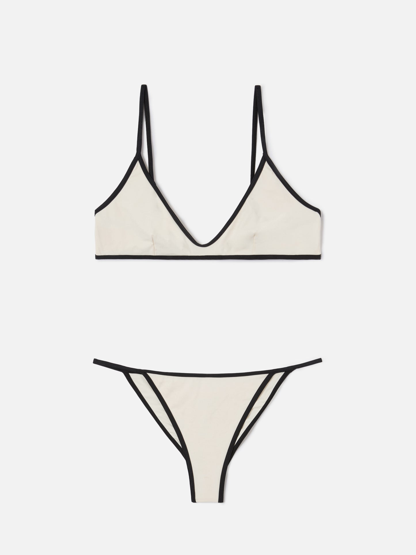 Paloma Zephire String-Bikini in Creme mit kontrastierenden Abschlüssen 