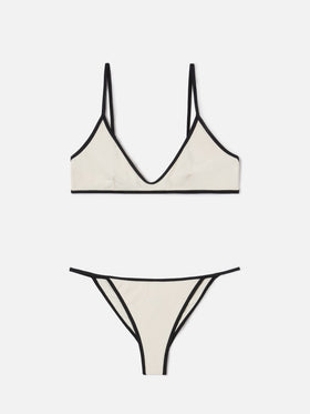 Paloma Zephire String-Bikini in Creme mit kontrastierenden Abschlüssen 