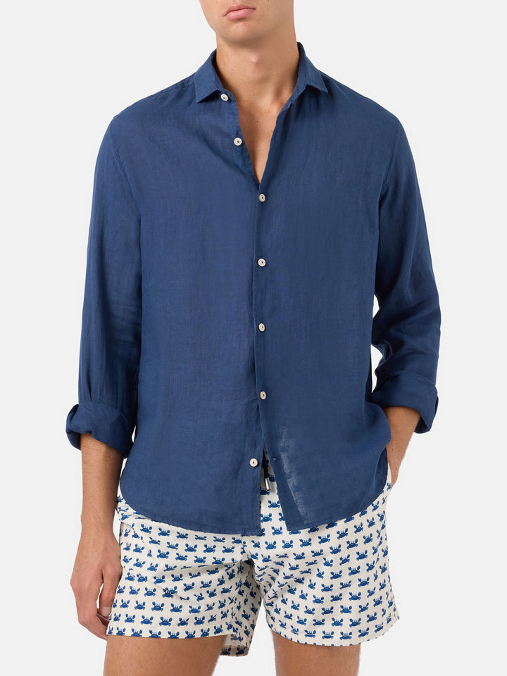 Camisa de lino azul marino Pamplona 