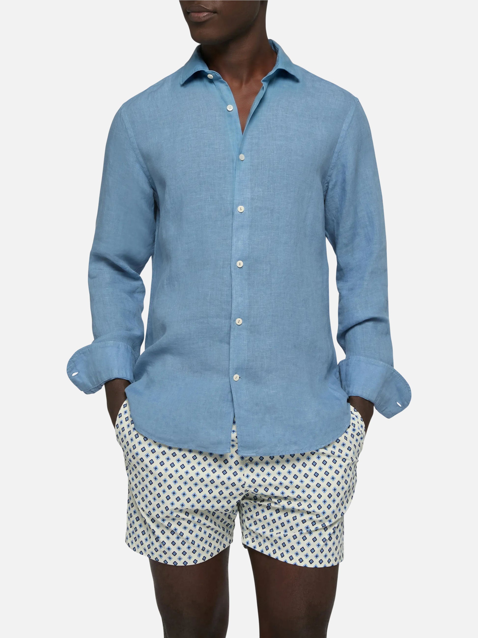 mens pale blue dress shirt CONTRAST COLLAR IN CORNFLOWER in CORNFLOWER BLUE SH0387PG192883544 and our featured performance fabric with a crisp Cutter & Buck Skyline Recycled