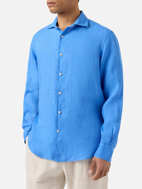 Blue Pamplona shirt in pure linen