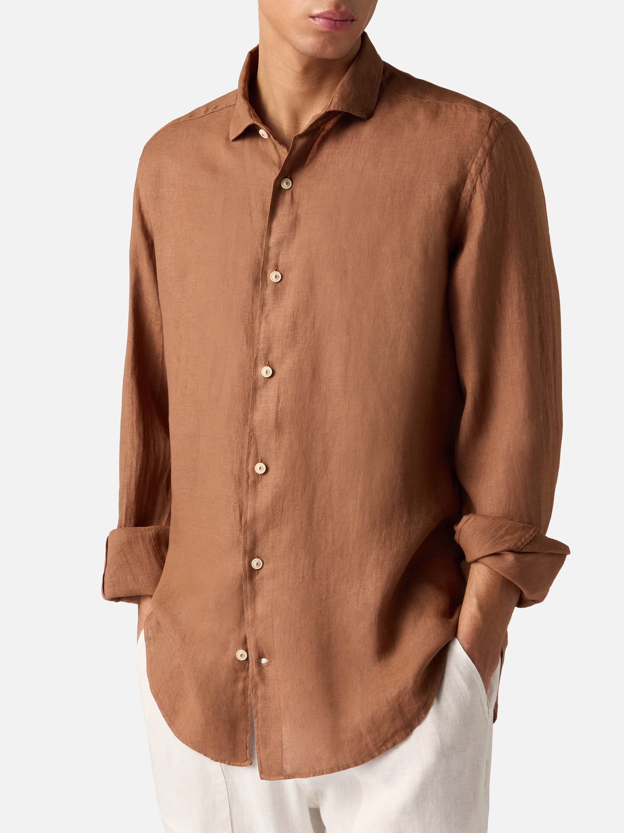Pamplona brown linen shirt – MC2 Saint Barth