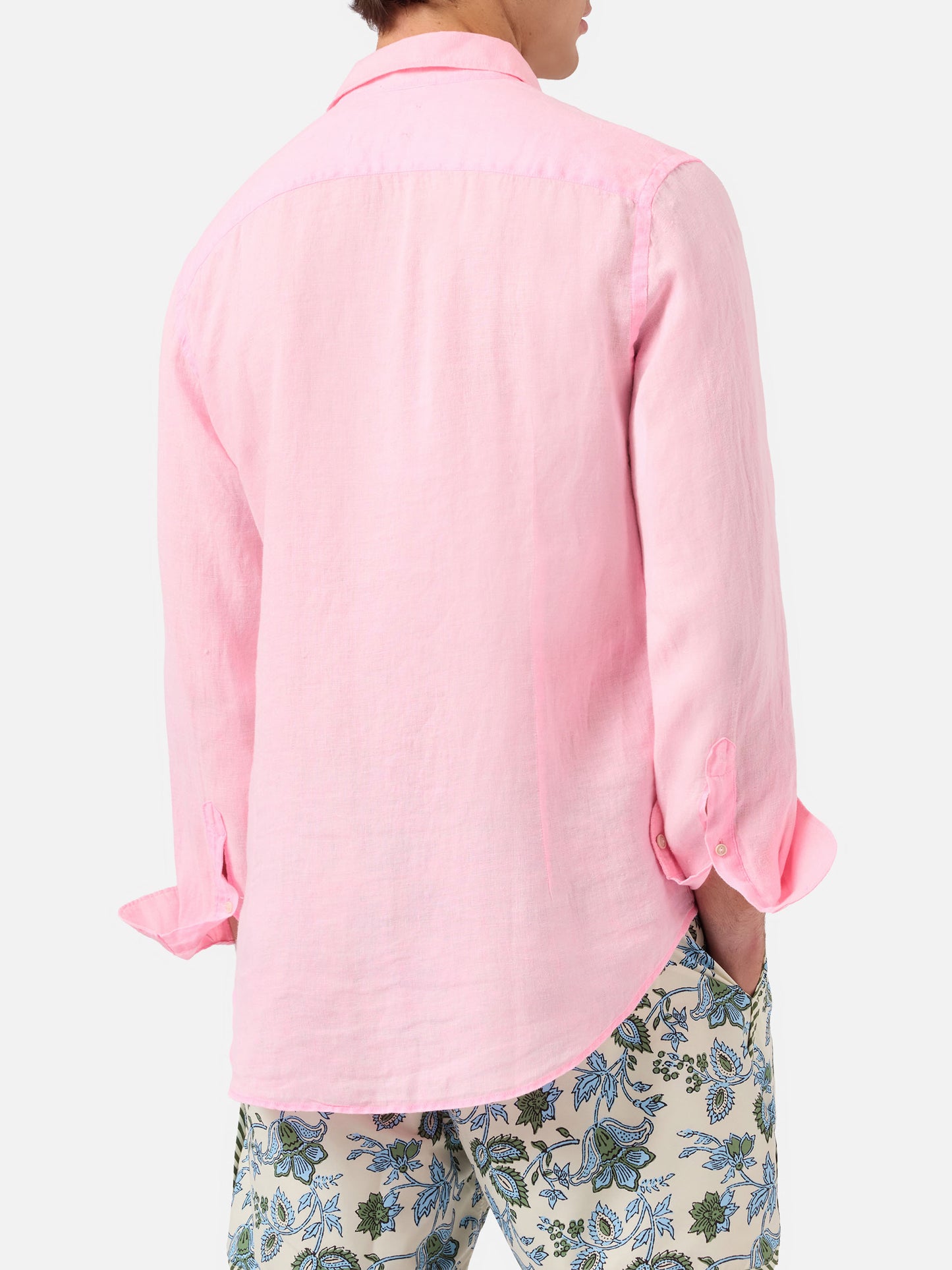 Camisa de lino fluo rosa Pamplona 