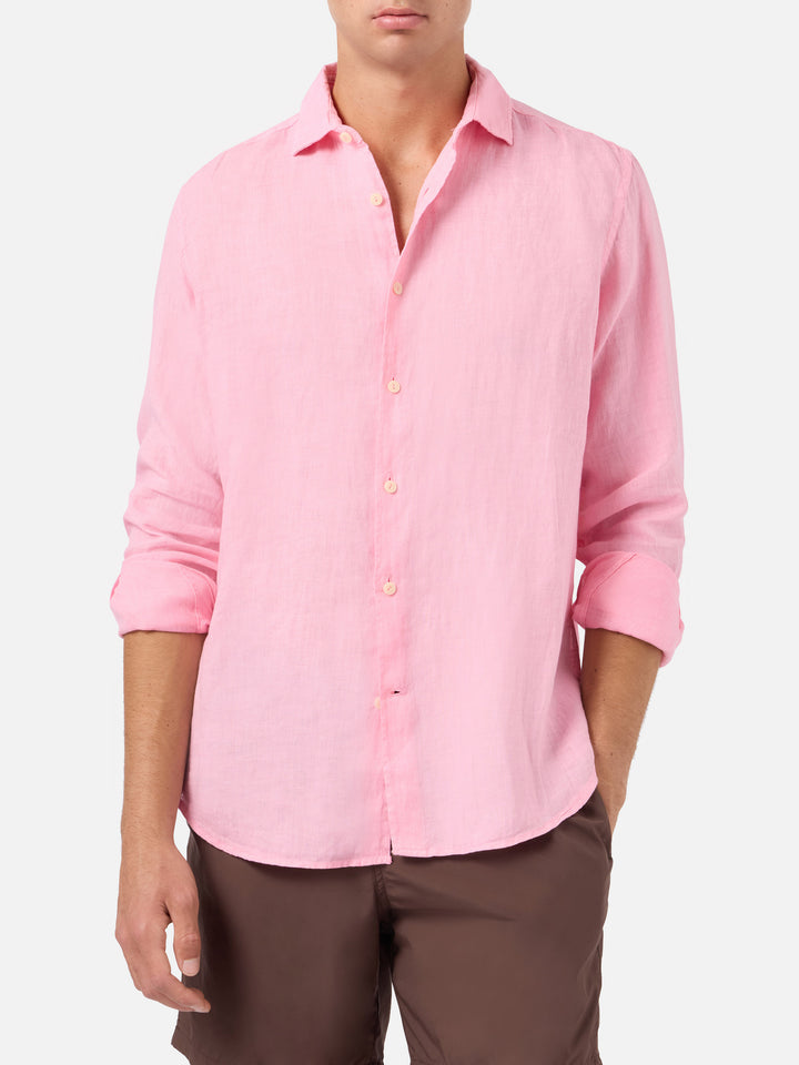 Chemise Pamplona en lin rose 