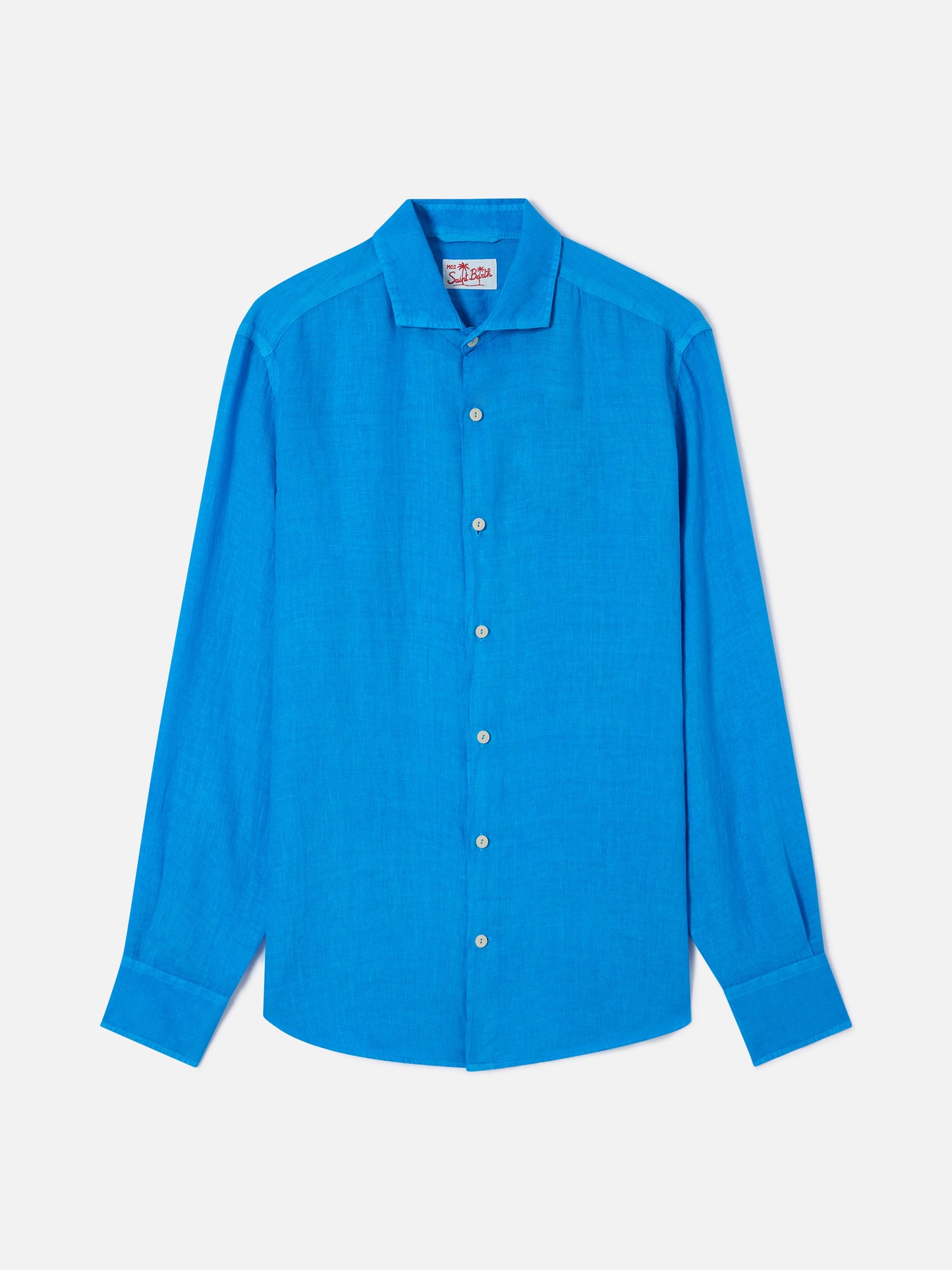 Pamplona watercolor bluette linen shirt