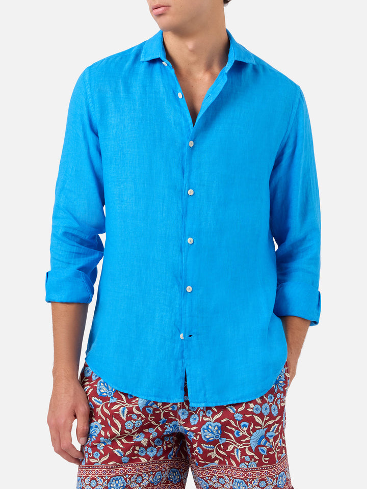 Camisa de lino bluette acuarela Pamplona 