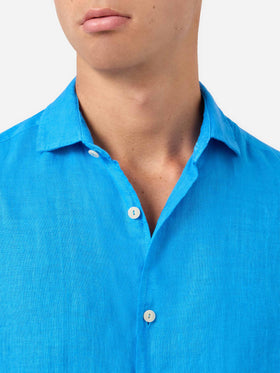 Leinenhemd Pamplona watercolor bluette 