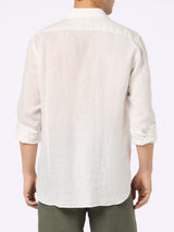 Man white linen shirt Pamplona