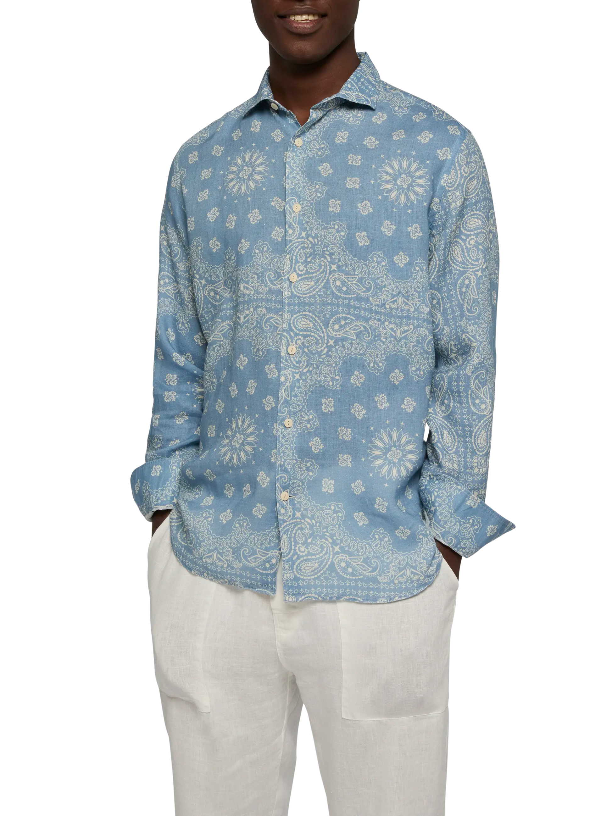 bandana print dress shirt Non-Iron Cotton Bandana Dress Shirt With Contrast Trim