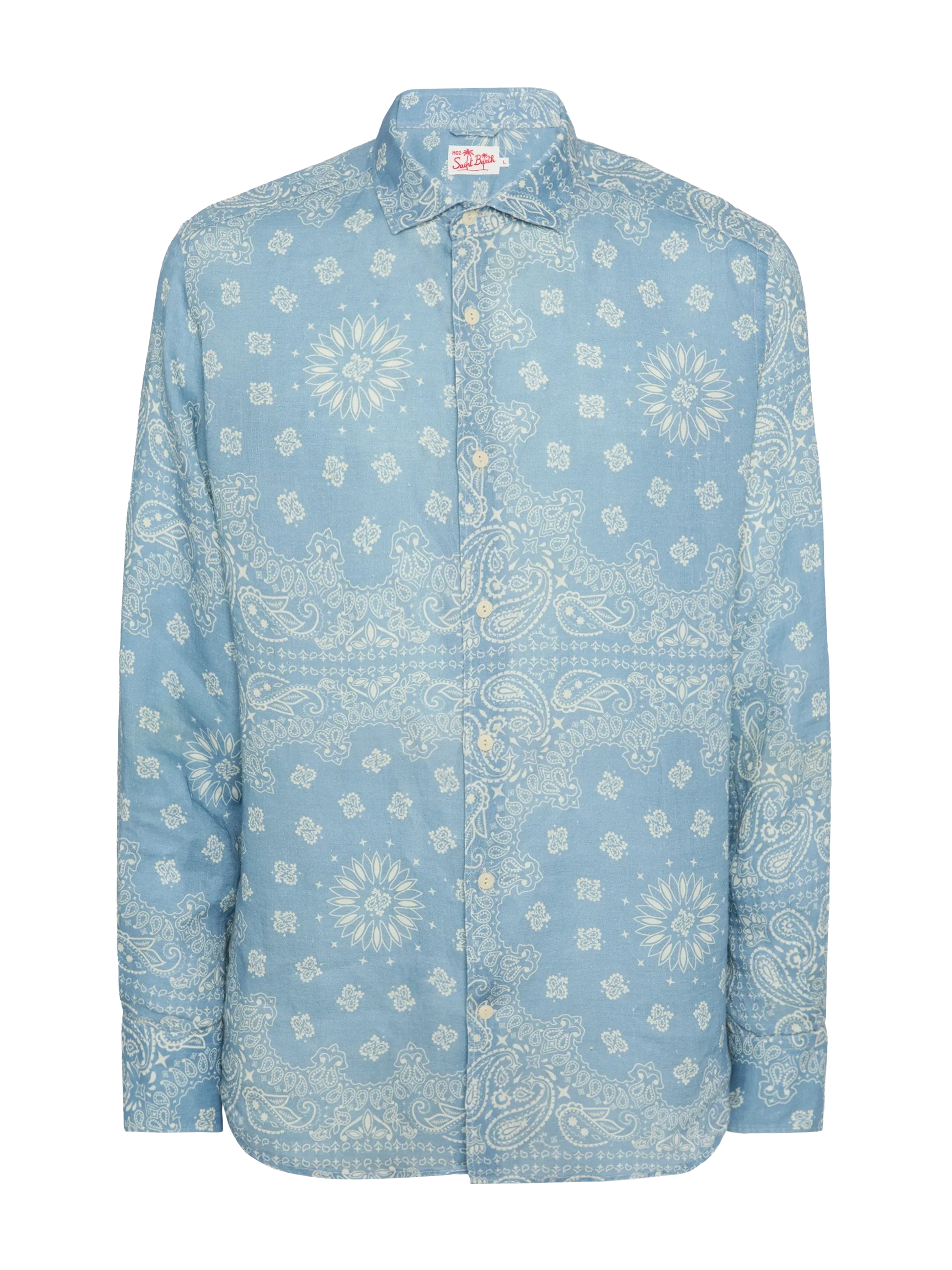 blue bandana dress shirt Navy Patchwork Bandana Shirt