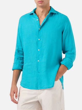 Pamplona linen shirt in teal green
