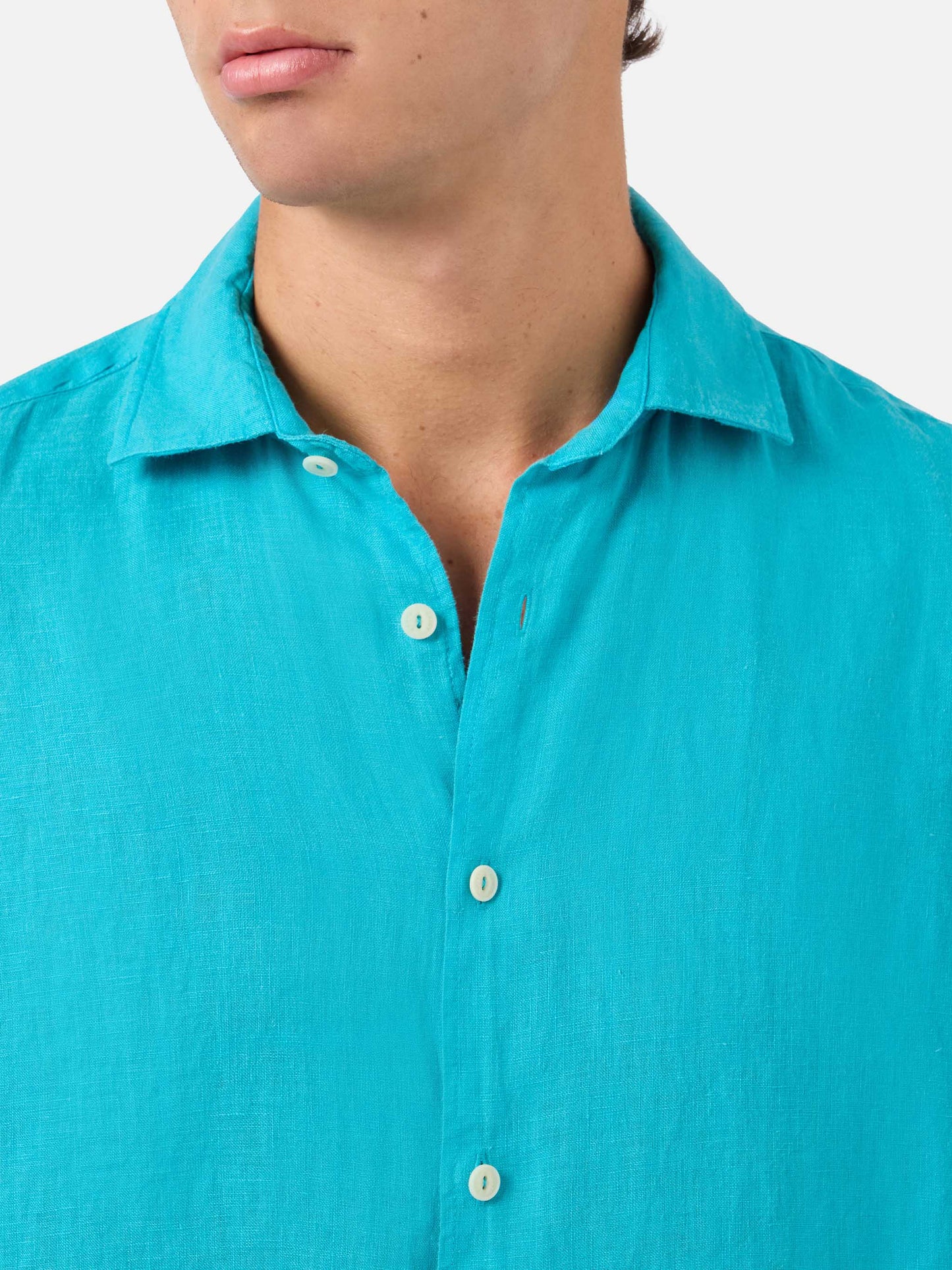 Pamplona linen shirt in teal green