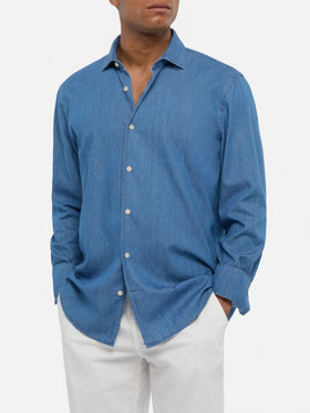 Dark denim blue chambray shirt Pamplona