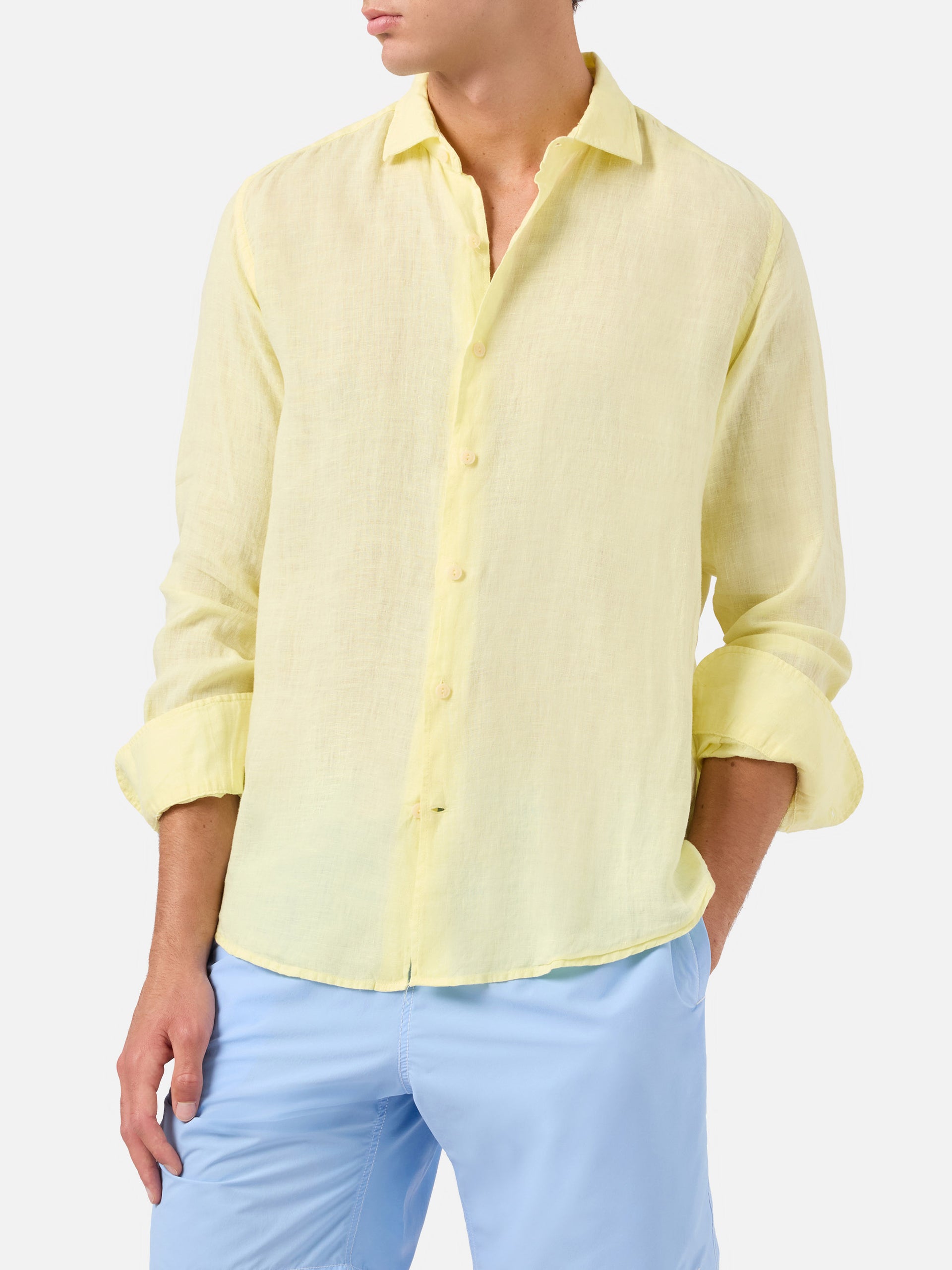 Pamplona linen shirt in pale yellow