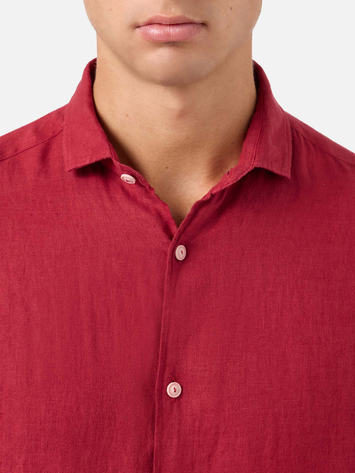 Camisa de lino burdeos Pamplona 