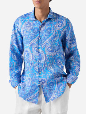Linen shirt Pamplona with paisley print