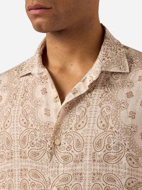 Pamplona linen shirt with all-over bandana print