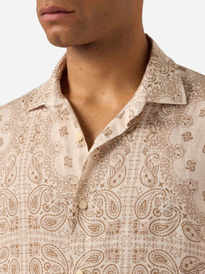 Pamplona linen shirt with all-over bandana print