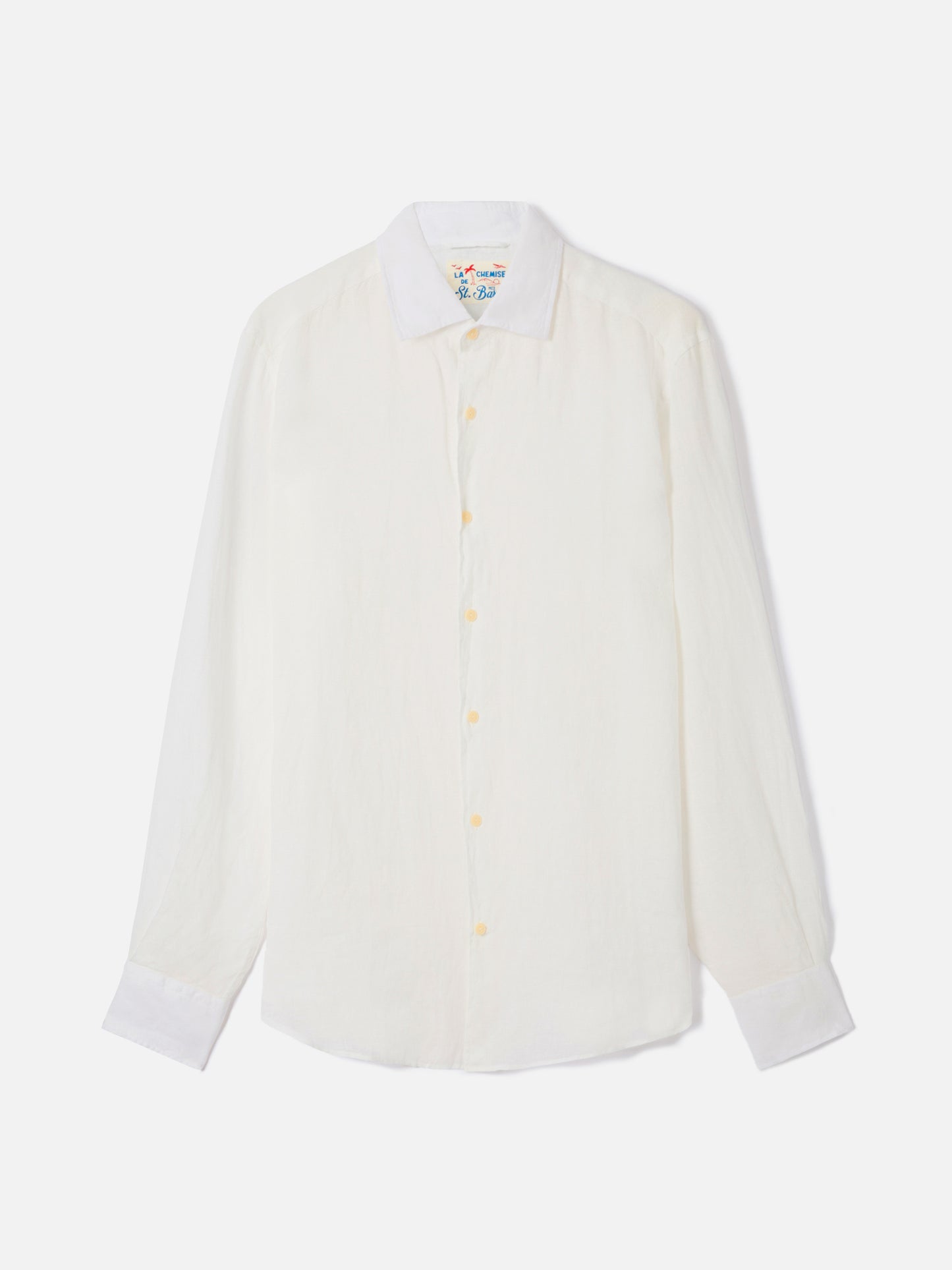 Camicia Pamplona in lino bianca tinta unita