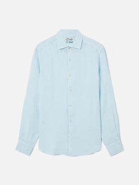 Light blue Pamplona shirt in pure linen