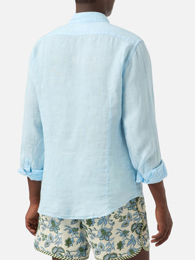 Light blue Pamplona shirt in pure linen