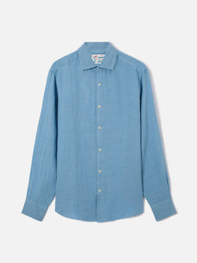 Powder blue Pamplona shirt in pure linen