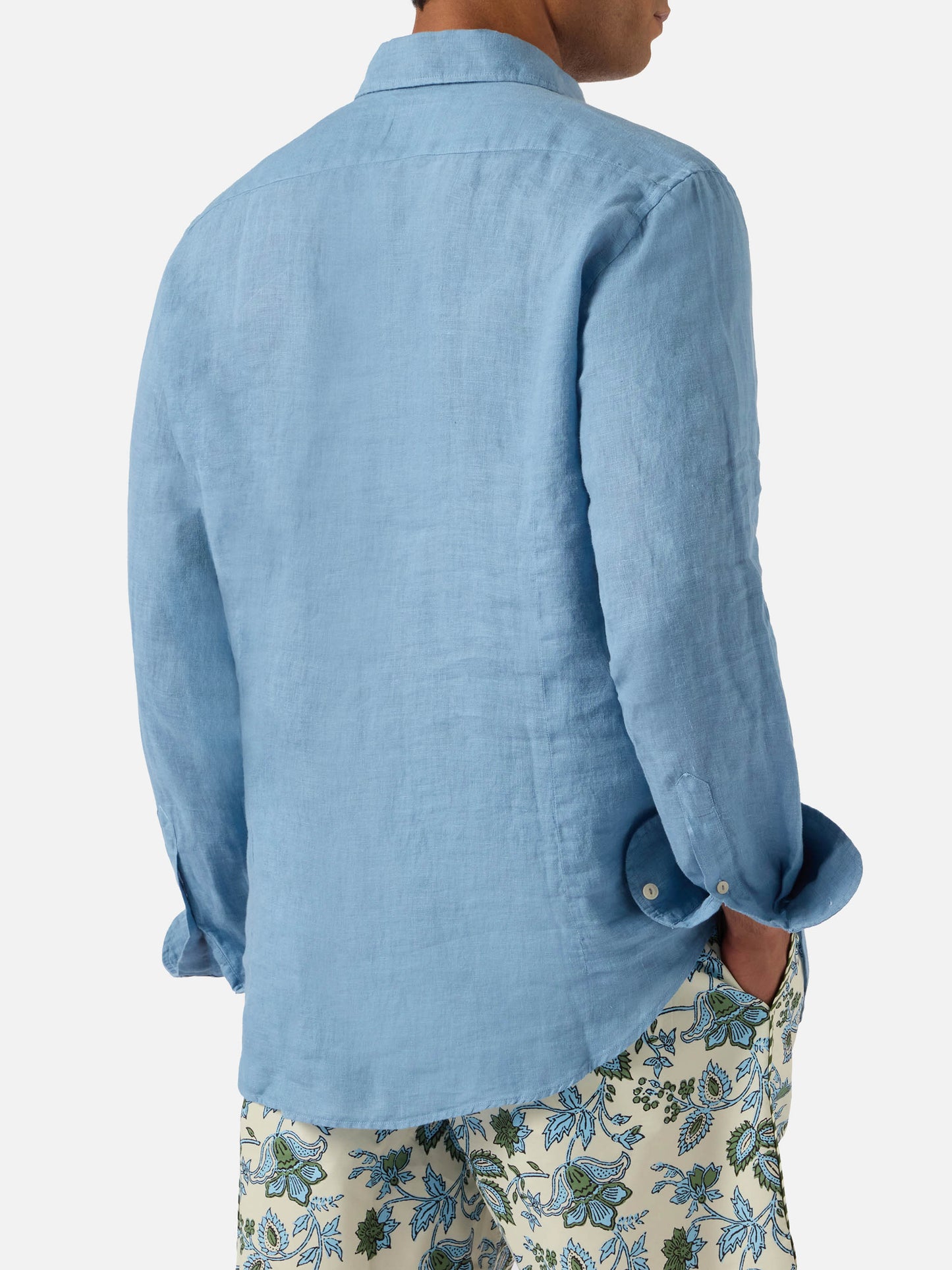 Powder blue Pamplona shirt in pure linen
