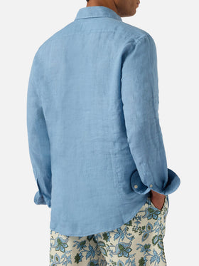 Powder blue Pamplona shirt in pure linen