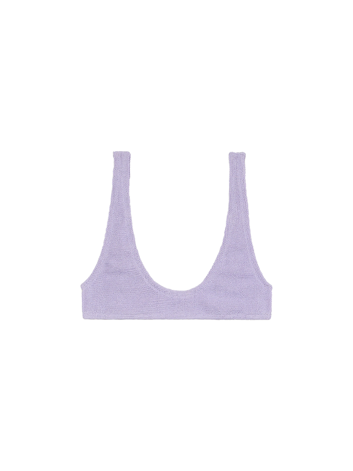 Bralette sottile crinkle da donna lilla lurex Pamy