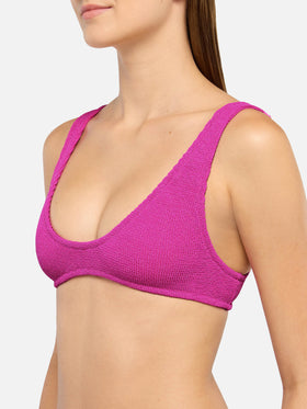 Naomi fuchsia lurex crinkle cheeky swim briefs - Pamy lurex fuchsia tiny crinkle bralette