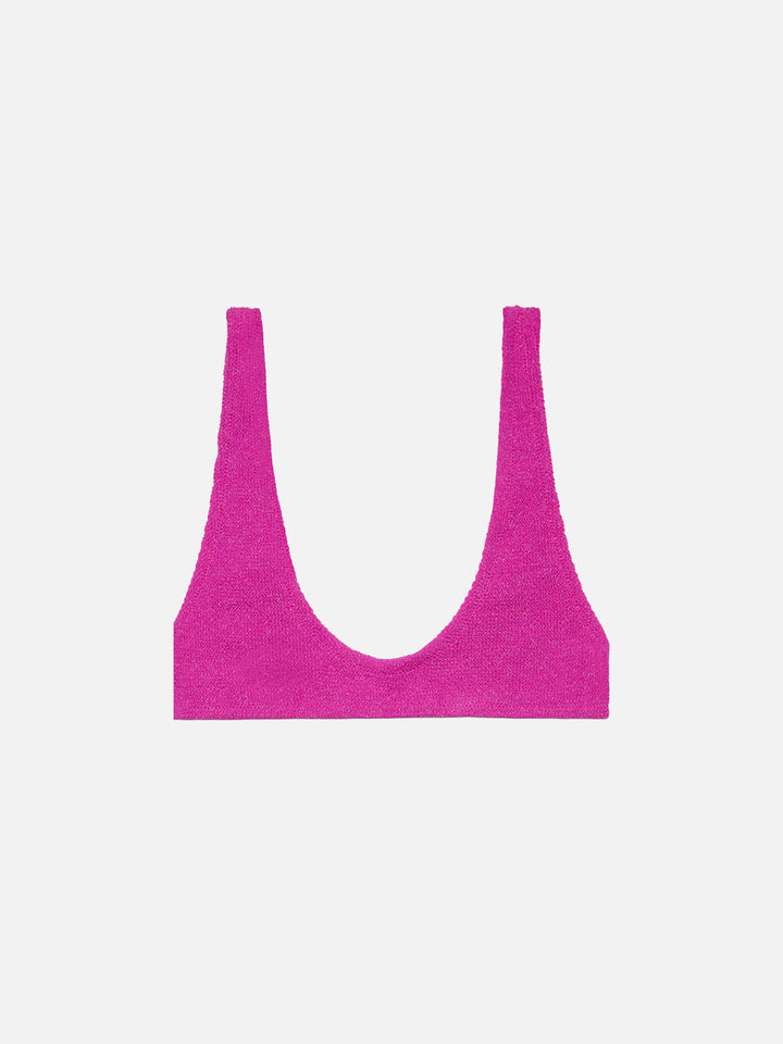 Pamy lurex fuchsia tiny crinkle bralette