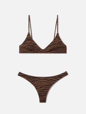 Bikini Panamy bralette with all-over zebra print