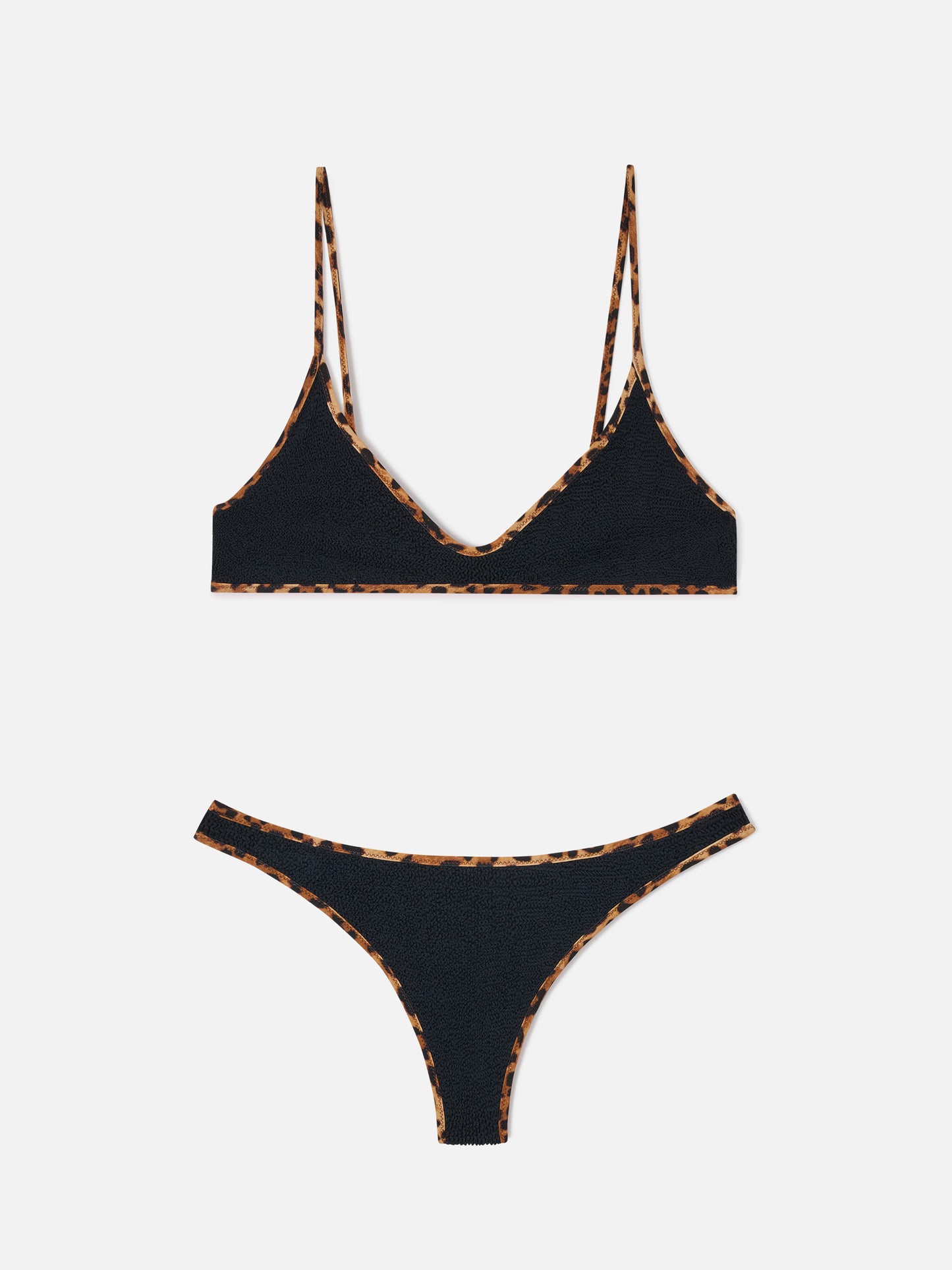 Panamy String black bikini with animalier contrast trims