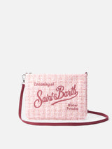 Pink tweed Parisienne pouch with chain