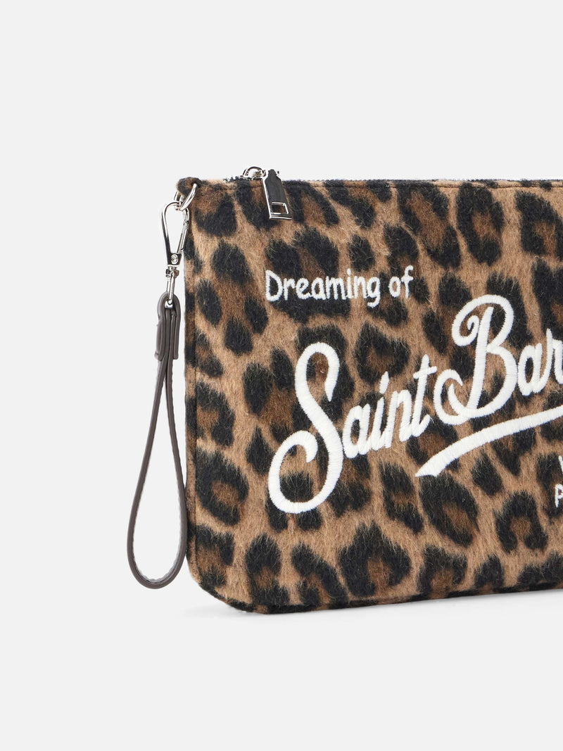 Pouch Parisienne leopardata con catena