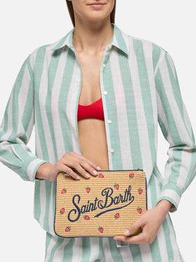 Parisienne Straw effect pouch bag with strawberry print – MC2