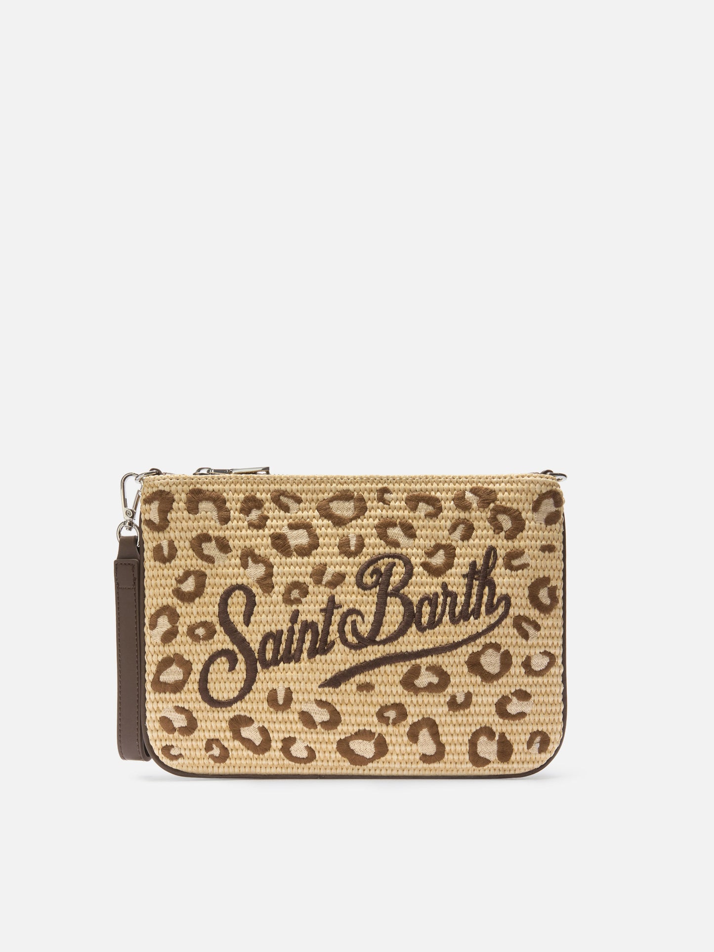 Parisienne pouch con fantasia leopardata ricamata e trcolla removibile 