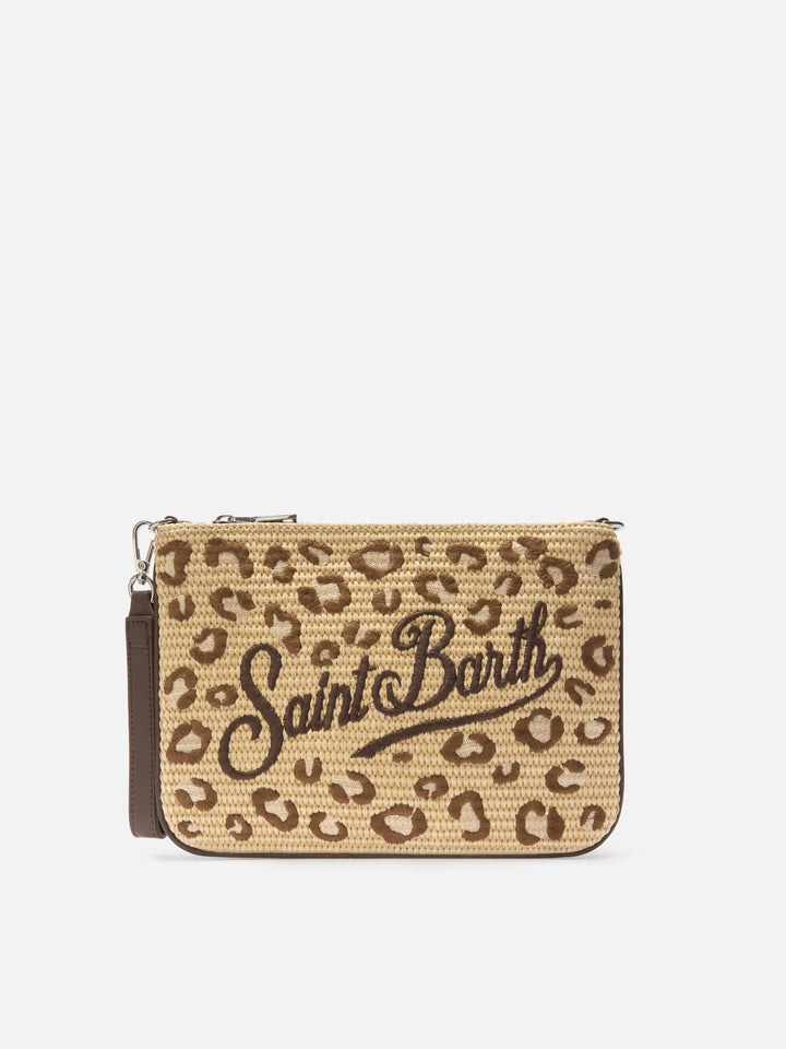 Pochette léopard brodée Parisienne avec bandoulière amovible 
