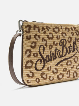 Parisienne pouch con fantasia leopardata ricamata e trcolla removibile 