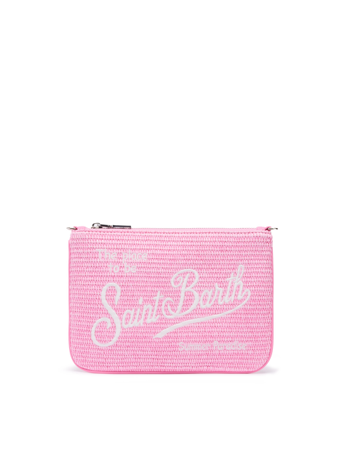 Parisienne Straw effect pouch bag with embroidered logo - MC2 Saint Barth