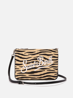 Parisienne embroidered zebra pouch  with removable strap