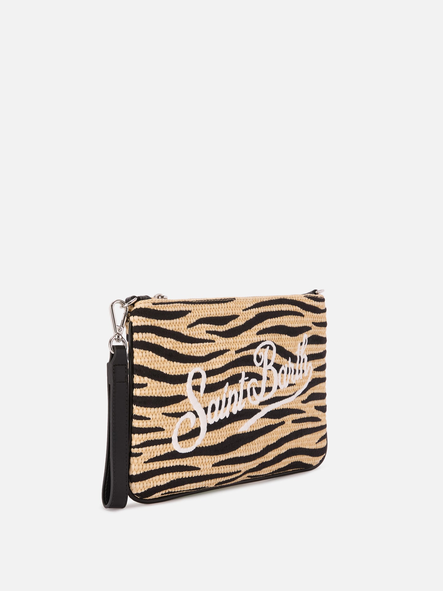 Parisienne embroidered zebra pouch  with removable strap