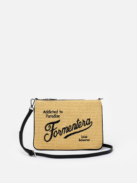Parisienne Straw pochette with Formentera embroidery