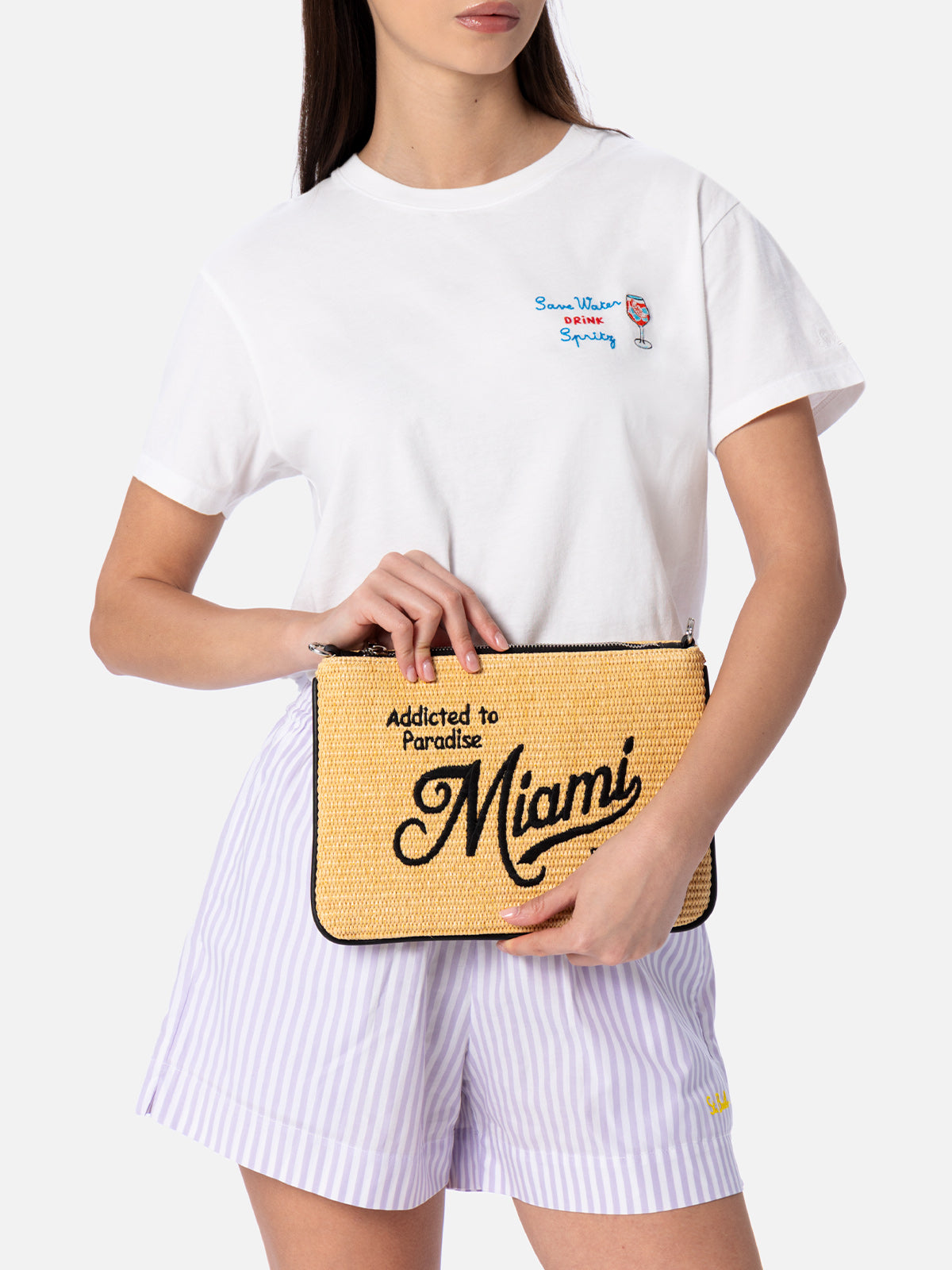 Parisienne Strohpochette mit Miami-Stickerei